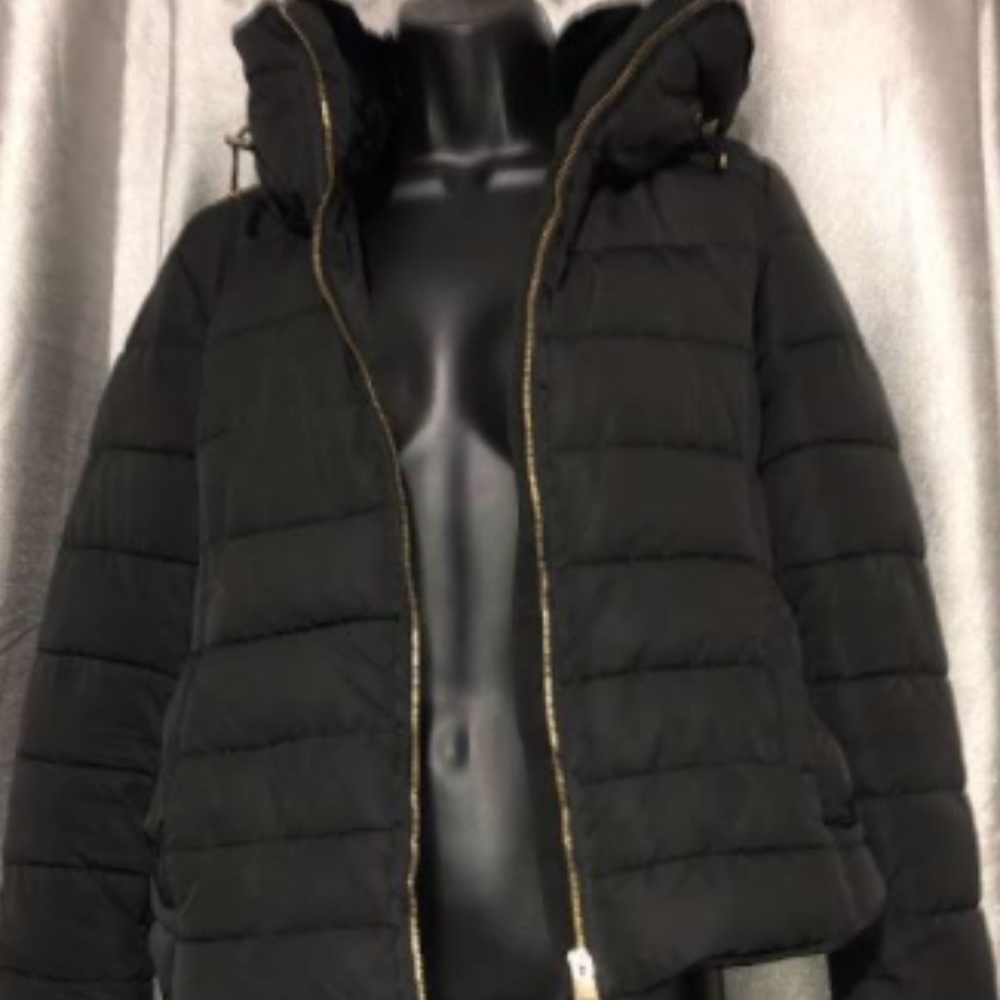 zara puffer coat black
